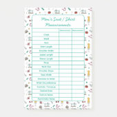 Fully Customizable Body Measurements Chart Notepad Post-it® Notes (Voorkant)