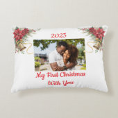 Fully Customizable First Christmas Accent Pillow Accent Kussen (Voorkant)