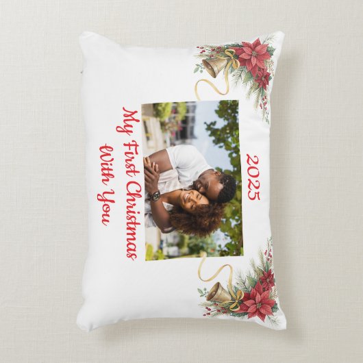 Fully Customizable First Christmas ornament Accent Kussen (Voorkant(Verticaal))