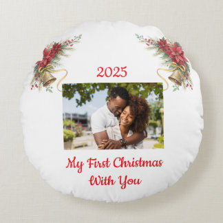 Fully customizable first Christmas ornament Rond Kussen