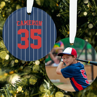 Fully Editable Colors Baseball Jersey Stripes Name Ornament