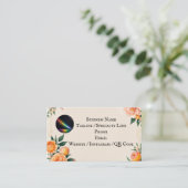Fully editable Elegant Peach Floral Business Card Visitekaartje (Staand voorkant)