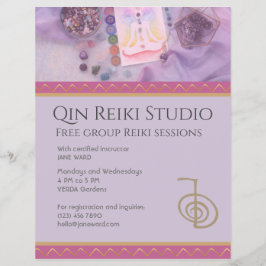 Fully Editable Yoga, Reiki Master Lavender Flyer