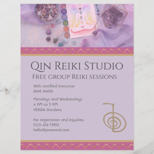 Fully Editable Yoga, Reiki Master Lavender Flyer (Voorkant)