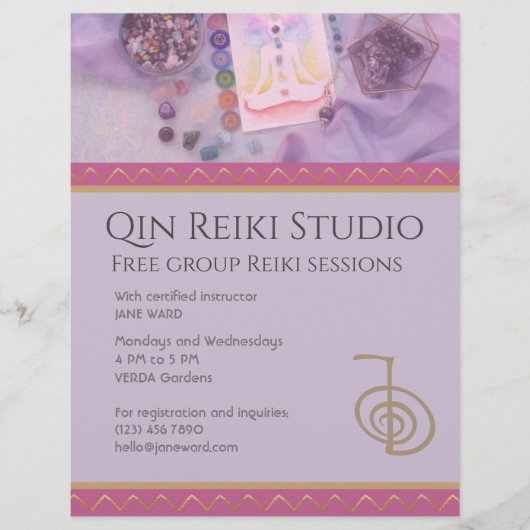 Fully Editable Yoga, Reiki Master Lavender Flyer (Voorkant)