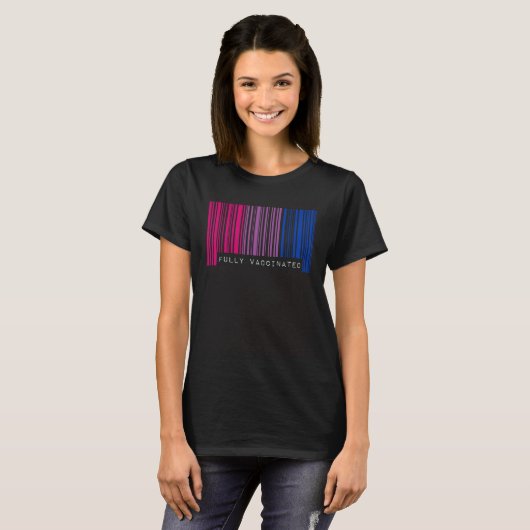 Fully Vaccinated Barcode Bisexual Pride Flag Aesth T-shirt (Voorkant volledig)