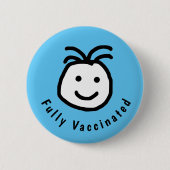 Fully Vaccination Text Blue Ronde Button 5,7 Cm (Voorkant)