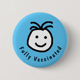 Fully Vaccination Text Blue Ronde Button 5,7 Cm