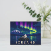 Fulmar onder het Aurora | Iconisch IJsland Briefkaart (Staand voorkant)