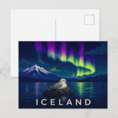 Fulmar onder het Aurora | Iconisch IJsland Briefkaart (Voorkant / Achterkant)