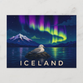 Fulmar onder het Aurora | Iconisch IJsland Briefkaart