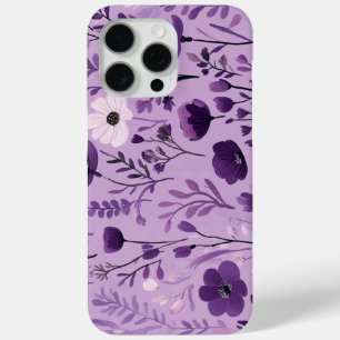 Fulsieke bloemenvinteling in paars voor retro-deco iPhone 15 pro max hoesje