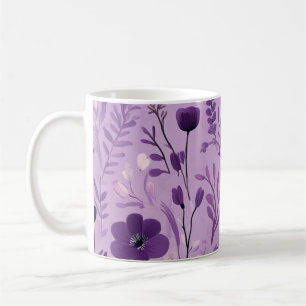 Fulsieke bloemenvinteling in paars voor retro-deco koffiemok