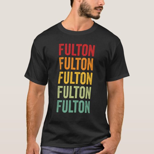 Fulton County Georgia Regenboog Tekst Ontwerp T-shirt (Voorkant)