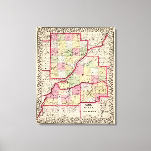 Fulton, Mason, Cass, Menard County Canvas Afdruk (Voorkant)