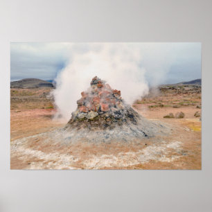 Fumarole, Hverir Geothermisch Gebied, IJsland Poster