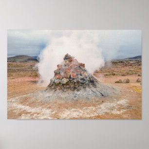Fumarole, Hverir Geothermisch gebied, IJsland Poster
