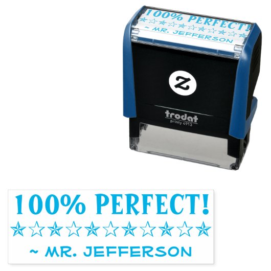 Fun "100% PERFECT!" Educator Rubber Stamp Zelfinktende Stempel (In situ)