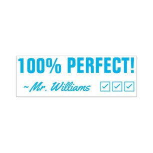 Fun "100% PERFECT!" Feedback Rubberstempel Zelfinktende Stempel