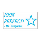 Fun "100% PERFECT!" + Rubberstempel onderwijsnaam Zelfinktende Stempel (Design)