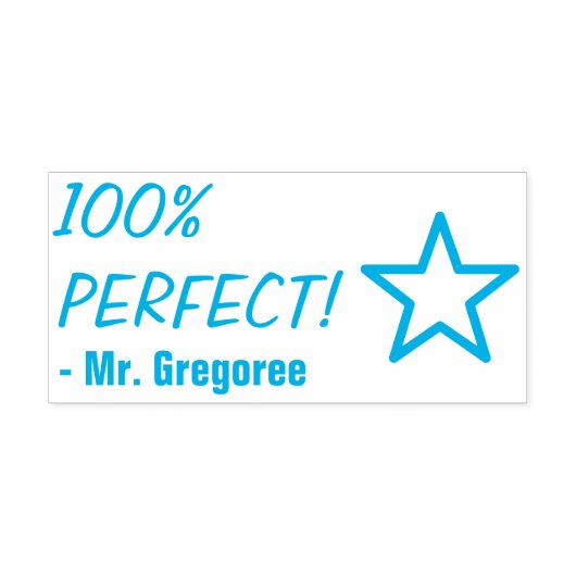 Fun "100% PERFECT!" + Rubberstempel onderwijsnaam Zelfinktende Stempel (Design)