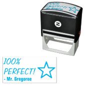 Fun "100% PERFECT!" + Rubberstempel onderwijsnaam Zelfinktende Stempel (In situ)