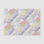 Fun 18th Birthday Party Favors Personalized Tissuepapier<br><div class="desc">Unieke en speciale typografie, het 18e decor van het verjaardagsfeest en geschenken. De tekst omvat heftig en fab bij 18. geweldig op 18, geweldig 18e verjaardagsfeestje, extra speciale 18e verjaardag, gelukkige 18e verjaardag, op 18e verjaardag, goed op 18, en verbluffende 18e verjaardag. Verkrijgbaar in heldere kleurrijke tekst in geel, roze,...</div>