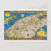 Fun  1926 teruggezette Pictorial Manhattan Map Briefkaart (Voorkant)