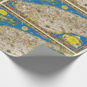 Fun  1926 teruggezette Pictorial Manhattan Map Cadeaupapier (Hoek)