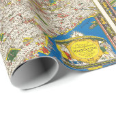 Fun  1926 teruggezette Pictorial Manhattan Map Cadeaupapier (Rol Hoek)