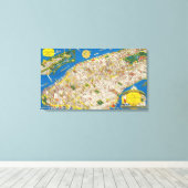 Fun  1926 teruggezette Pictorial Manhattan Map Canvas Afdruk (Insitu (Houten vloer))