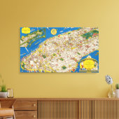 Fun  1926 teruggezette Pictorial Manhattan Map Canvas Afdruk (Insitu (Woonkamer))