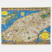 Fun  1926 teruggezette Pictorial Manhattan Map Fleece Deken (Voorkant (Horizontaal))