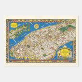 Fun  1926 teruggezette Pictorial Manhattan Map Inpakpapier Vel (Voorkant 2)