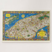 Fun 1926 teruggezette Pictorial Manhattan Map Legpuzzel (Horizontaal)