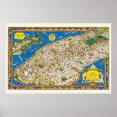 Fun  1926 teruggezette Pictorial Manhattan Map Poster (Voorkant)