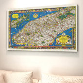 Fun  1926 teruggezette Pictorial Manhattan Map Poster