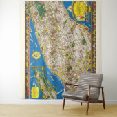 Fun  1926 teruggezette Pictorial Manhattan Map Wandkleed (In situ)