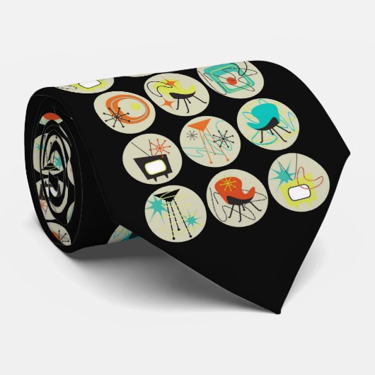 FUN  1950 Retro Home Collage Stropdas (Opgerold)