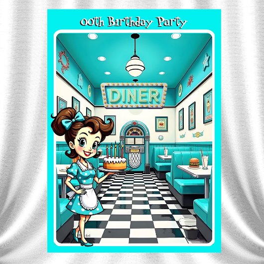 Fun 1950s Retro Diner Birthday Cake Aqua Kaart