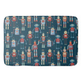 Fun 1950s Style Retro Robot Pattern Dark Badmat (Voorkant)