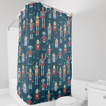 Fun 1950s Style Retro Robot Pattern Dark Douchegordijn<br><div class="desc">Kute en handige robots met een retro 1950-stijl op een donkere achtergrond. Oma heeft dit waarschijnlijk in zijn schuur gemaakt. Kunstmatige intelligentie,  maar niet op een enge manier.</div>