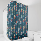 Fun 1950s Style Retro Robot Pattern Dark Douchegordijn