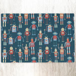 Fun 1950s Style Retro Robot Pattern Dark Gelamineerde Placemat<br><div class="desc">Kute en handige robots met een retro-stijl uit de jaren 50. Oma heeft dit waarschijnlijk in zijn schuur gemaakt. Kunstmatige intelligentie,  maar niet op een enge manier.</div>