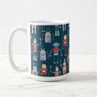 Fun 1950s Style Retro Robot Pattern Dark