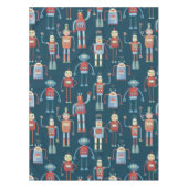 Fun 1950s Style Retro Robot Pattern Dark Tafelkleed (Voorkant)