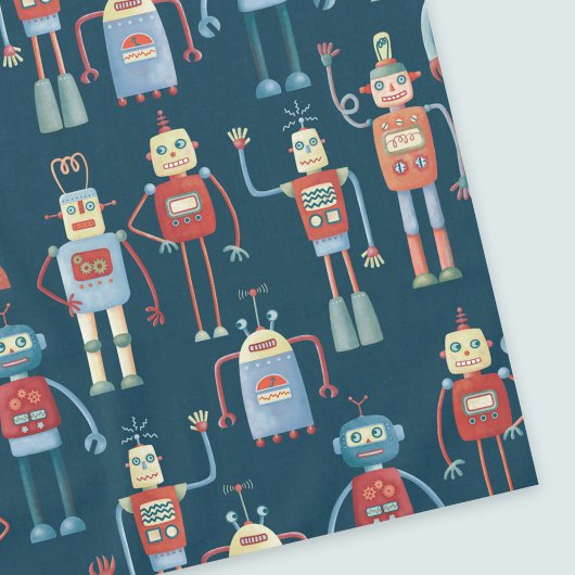Fun 1950s Style Retro Robot Pattern Dark Tafelkleed