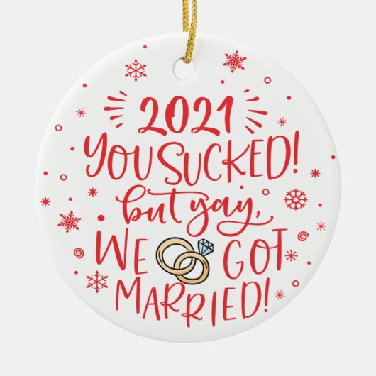 Fun 2021 is opgezogen, maar we zijn getrouwd met f keramisch ornament (Voorkant)