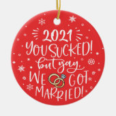 Fun 2022 is opgezogen, maar we zijn getrouwd met f keramisch ornament (Voorkant)