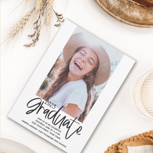 Fun 2023 Graduation Party Photo Invitation Kaart